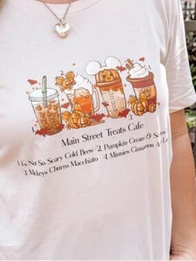Mickey Pumpkin coffee menu  Graphic Tee - Cream